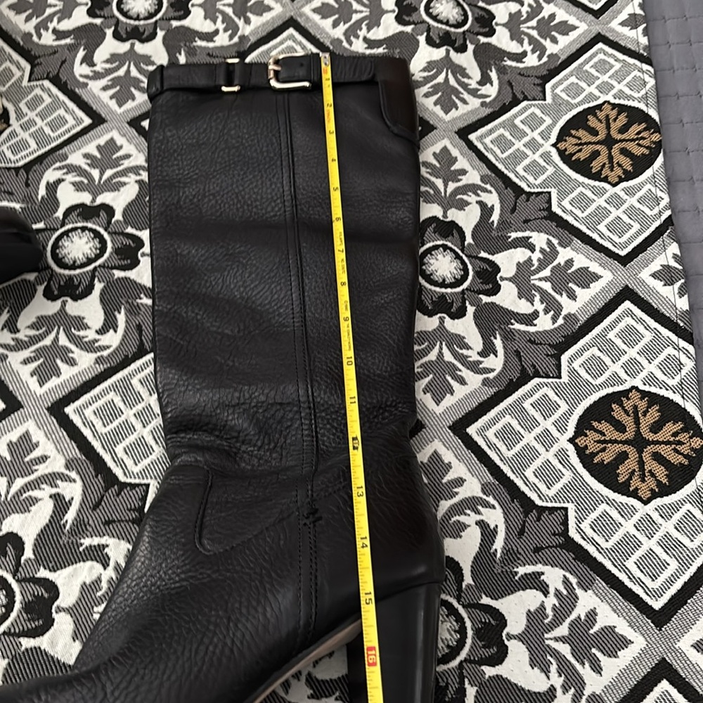 COACH black genuine pebble leather 3” stack heel boot size 8 MINT CONDITION - Picture 9 of 11